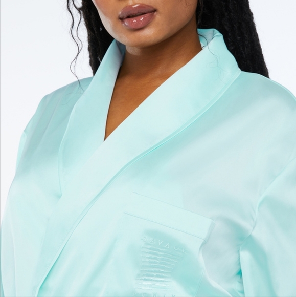 Savage X Fenty Blue Light Savage X Smoking Jacket 3 Piece Set - Picture 4 of 16